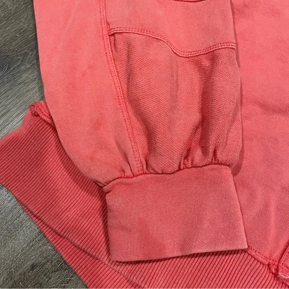 Pilcro Kamrie Pieced Popover Top Red Coral Size Large Oversized Sweatshirt - Picture 12 of 13